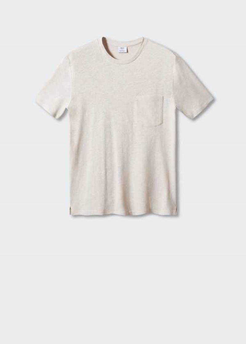 Mango Bavlněné-linen Pocket T-shirt | MNG-21638