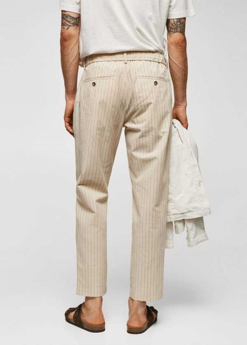 Mango Bavlněné-linen Seersucker Pants | MNG-22292