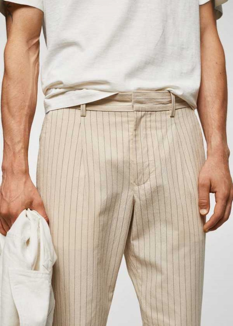 Mango Bavlněné-linen Seersucker Pants | MNG-22292