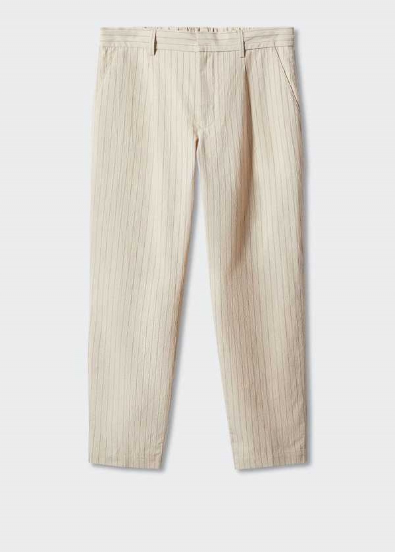 Mango Bavlněné-linen Seersucker Pants | MNG-22292