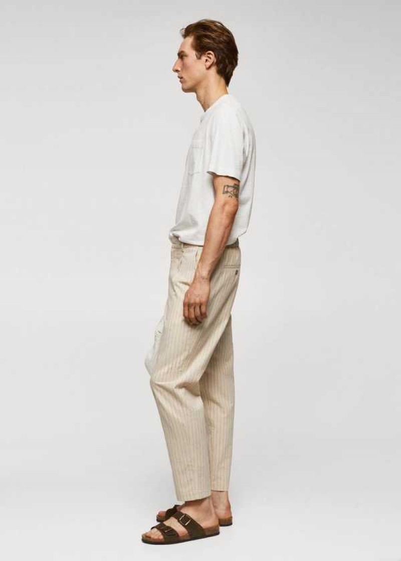 Mango Bavlněné-linen Seersucker Pants | MNG-22292