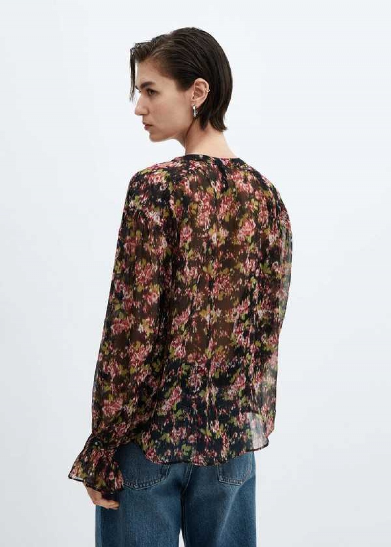 Mango Bow Printed Blouse | MNG-25519