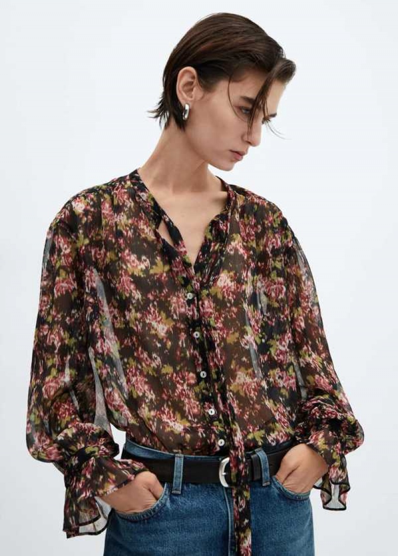 Mango Bow Printed Blouse | MNG-25519