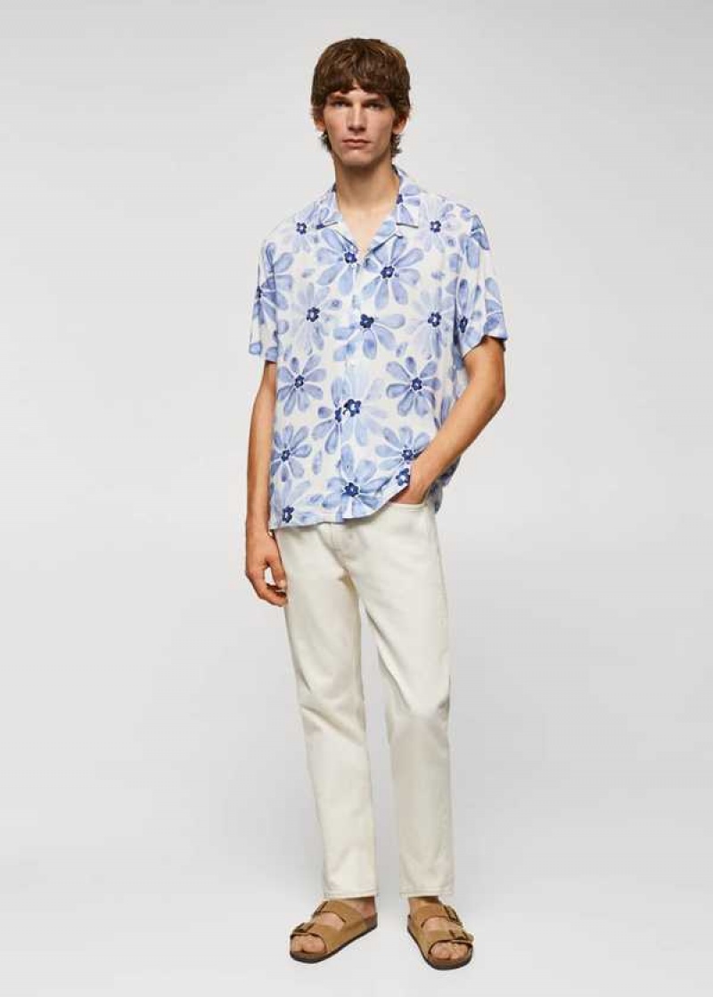 Mango Bowling-collar Floral-print Shirt | MNG-21994