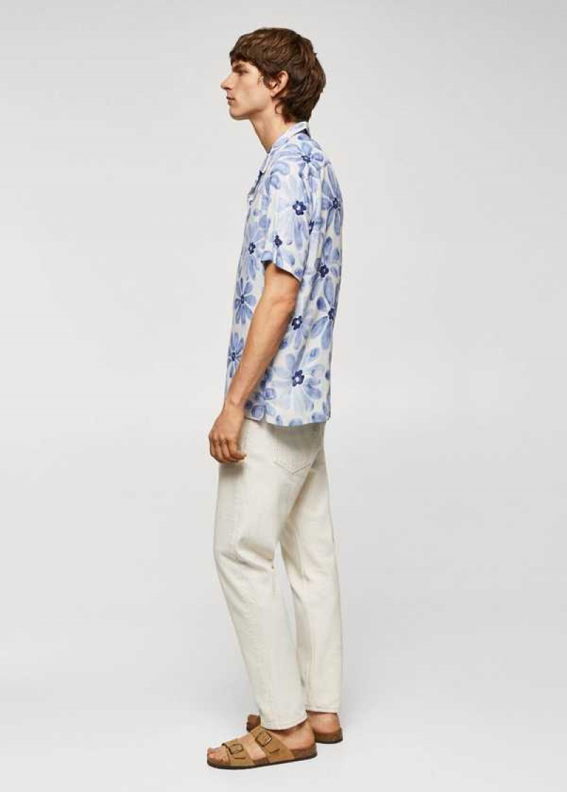 Mango Bowling-collar Floral-print Shirt | MNG-21994