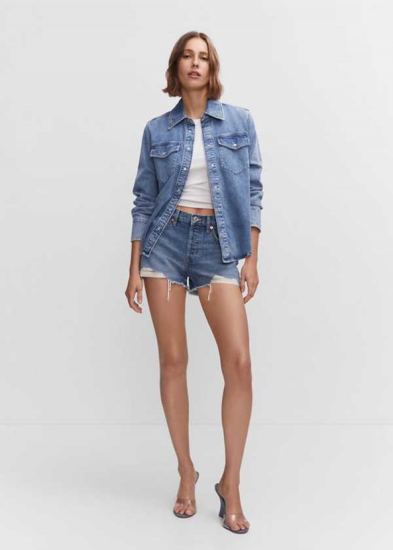 Mango Broken Denim Shorts | MNG-23844