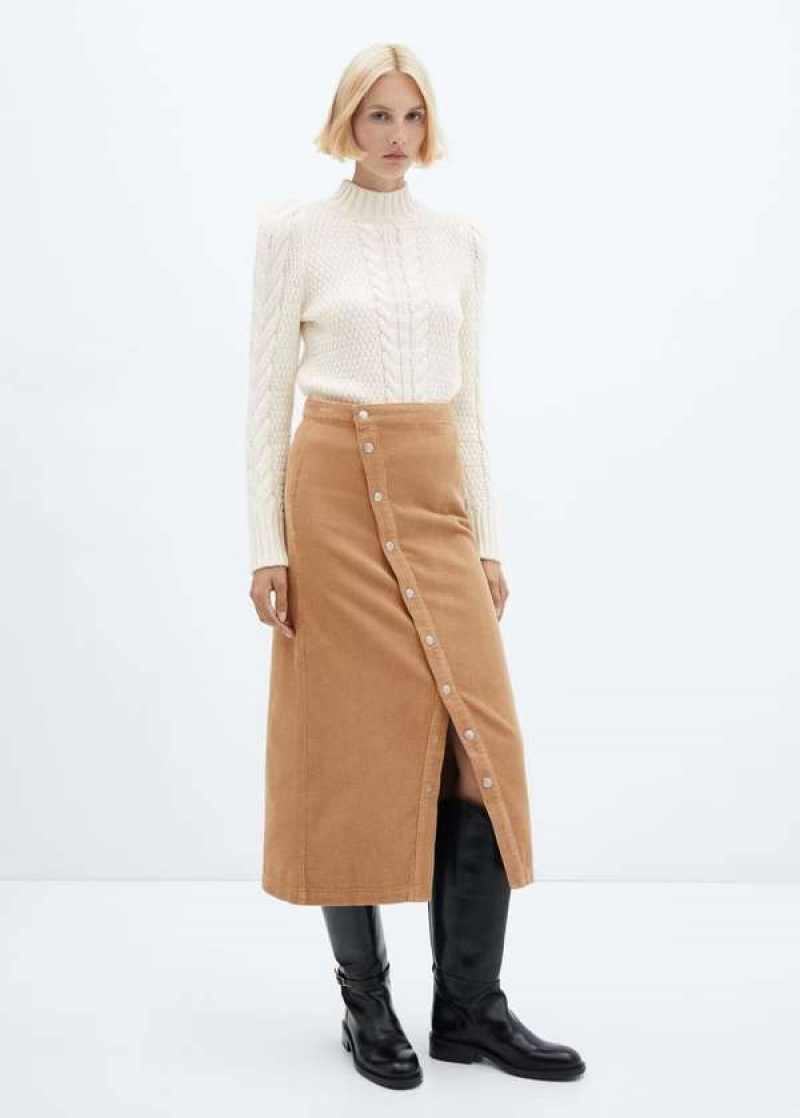 Mango Buttoned Corduroy Skirt | MNG-24170