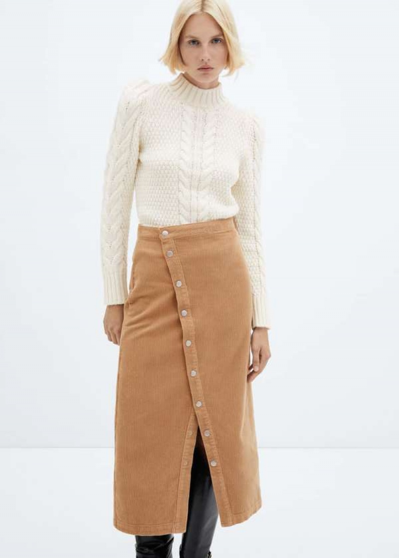 Mango Buttoned Corduroy Skirt | MNG-24170