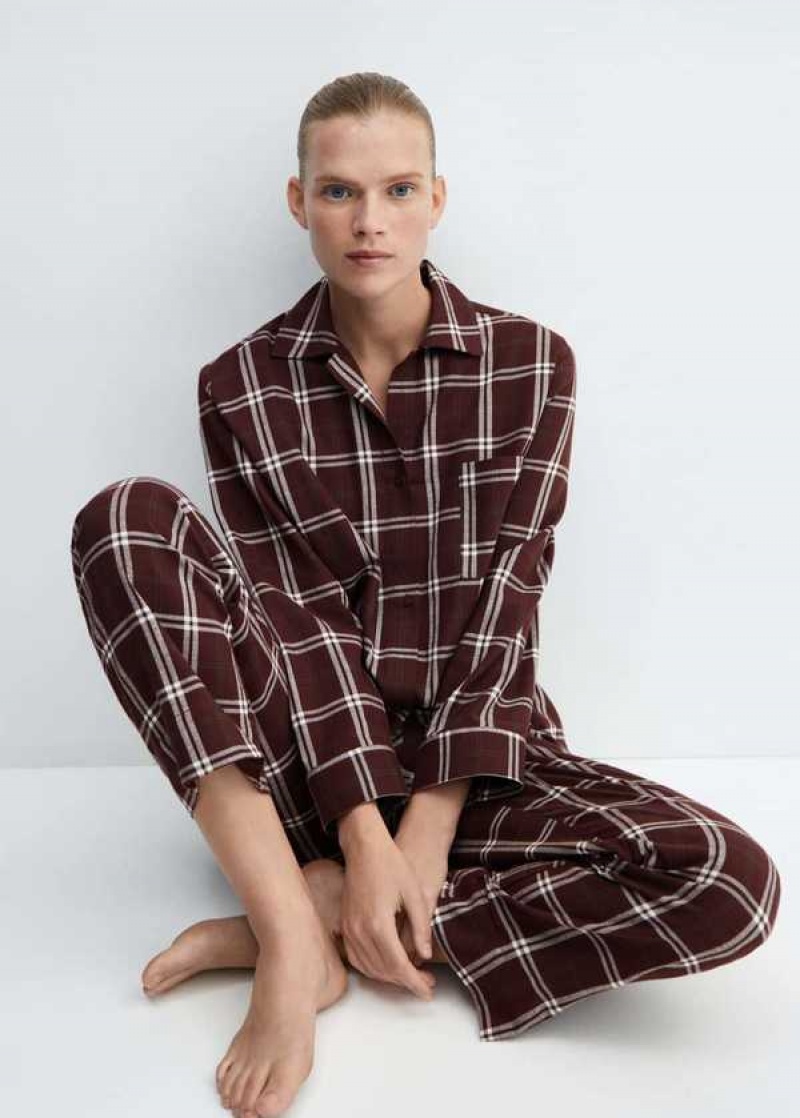 Mango Check Bavlněné Pyjama Pants | MNG-23680