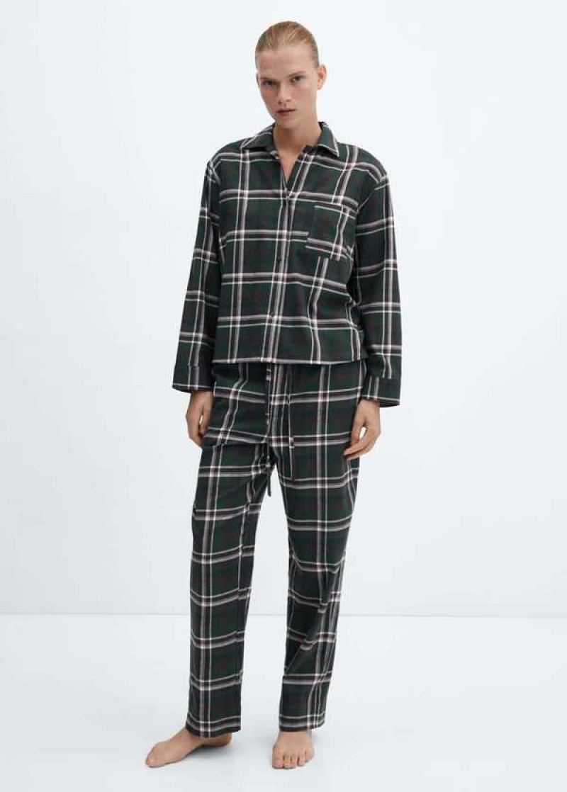 Mango Check Bavlněné Pyjama Shirt | MNG-23705