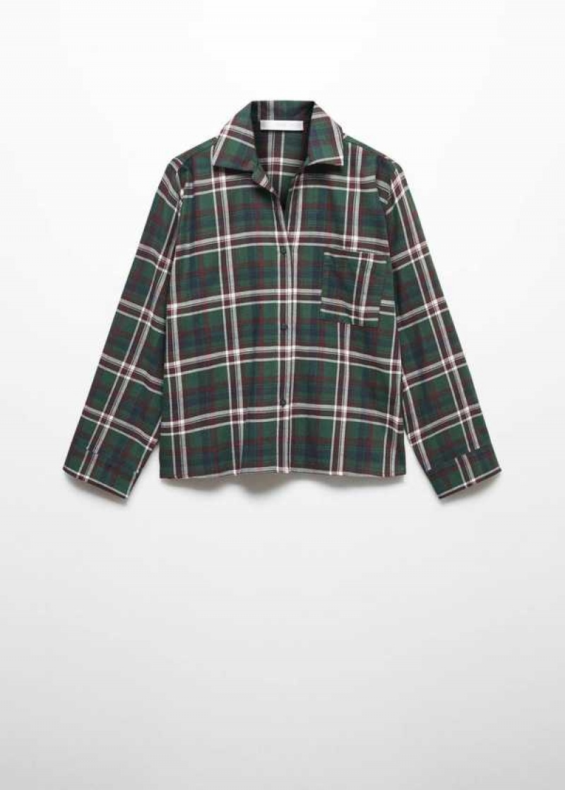 Mango Check Bavlněné Pyjama Shirt | MNG-23705