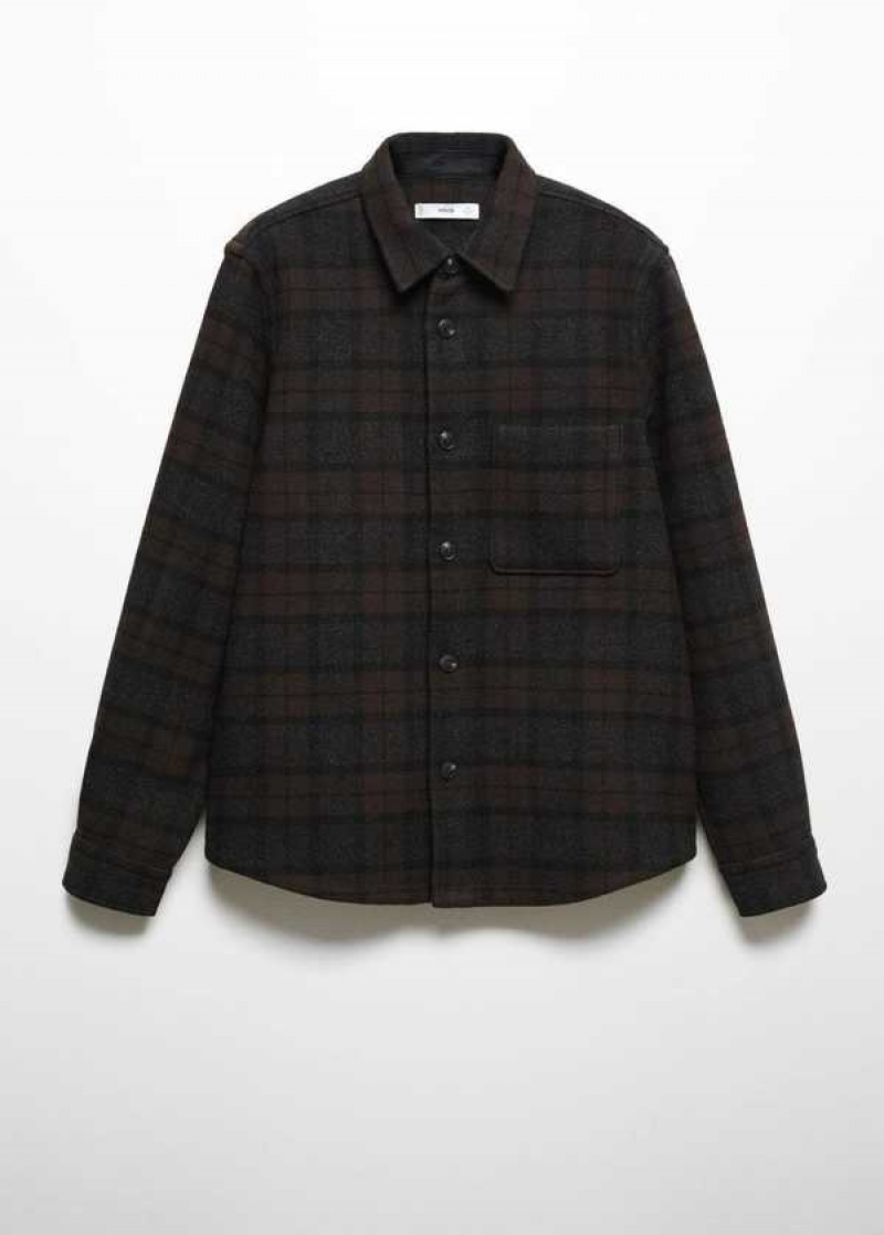 Mango Check Virgin Vlna Overshirt | MNG-21945