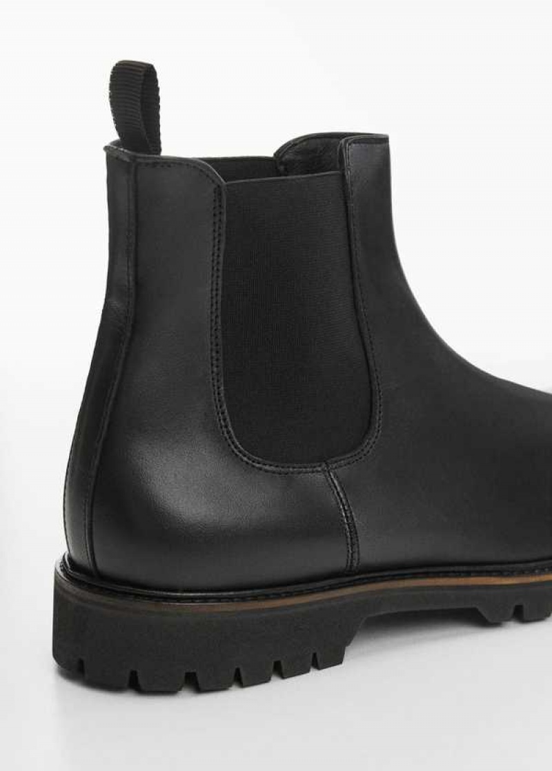 Mango Chelsea Læder Ankle Boots With Track Sole | MNG-21317