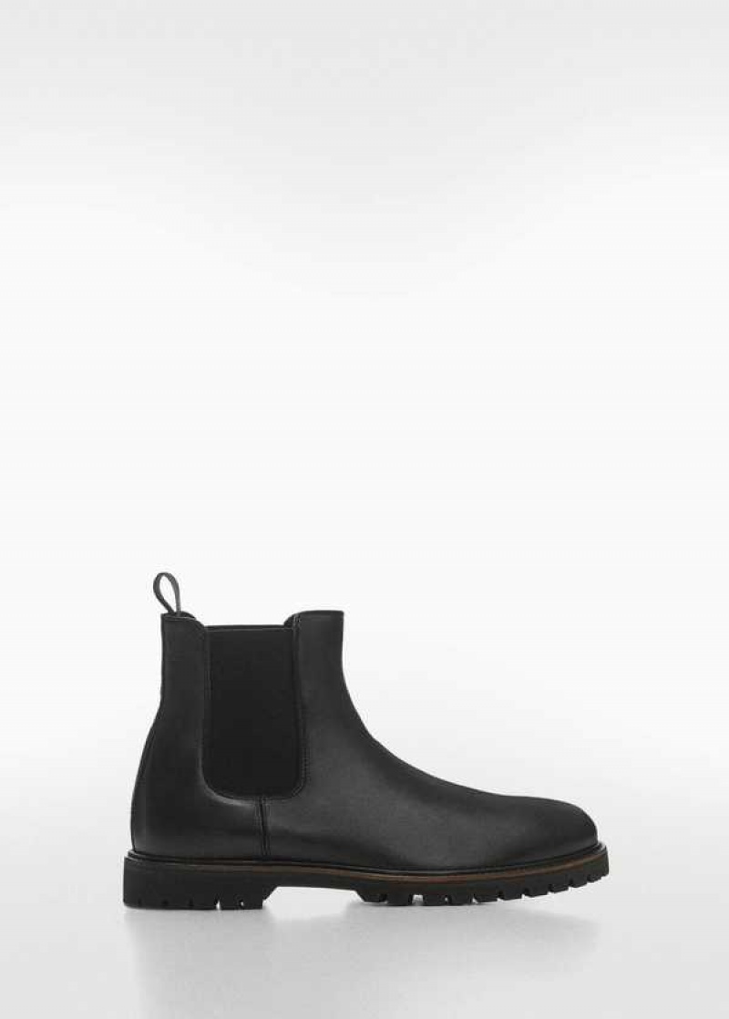 Mango Chelsea Læder Ankle Boots With Track Sole | MNG-21317