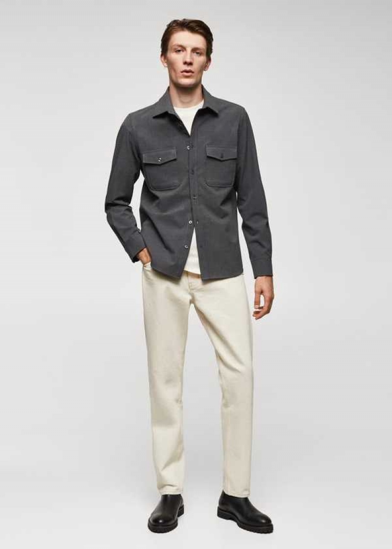 Mango Chest-pocket Bavlněné Overshirt | MNG-22130