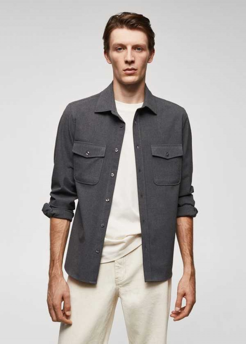 Mango Chest-pocket Bavlněné Overshirt | MNG-22130