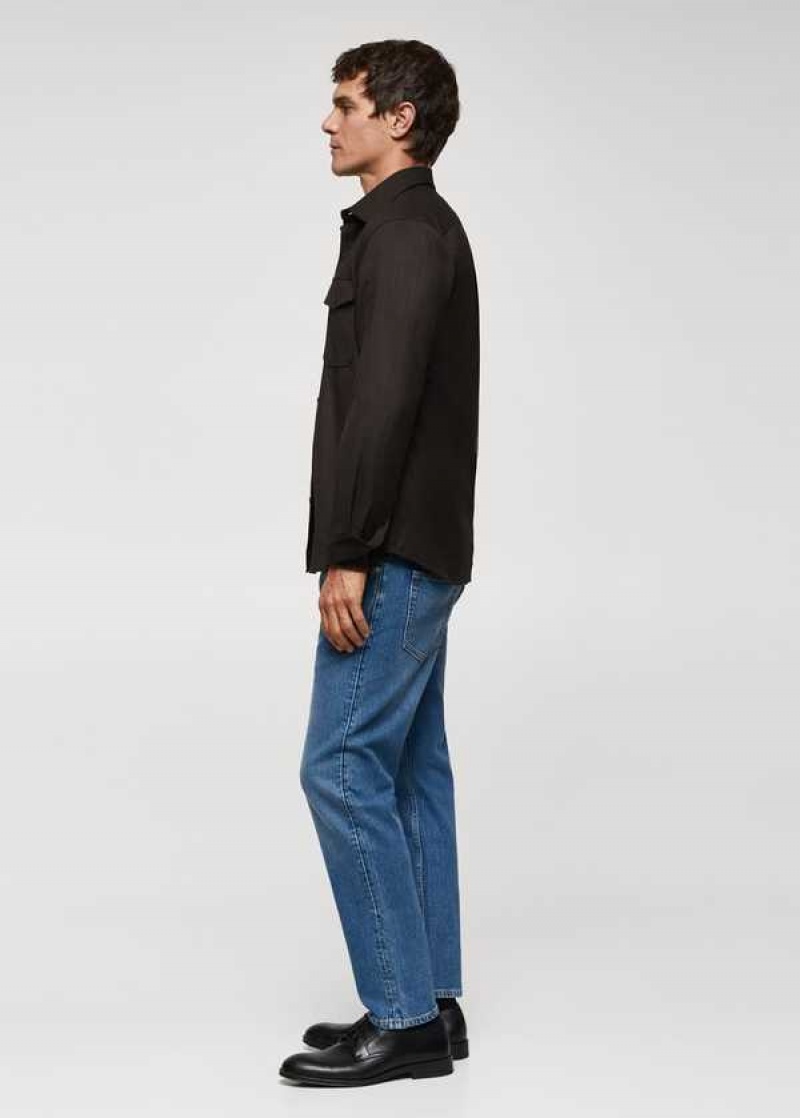 Mango Chest-pocket Bavlněné Overshirt | MNG-22128