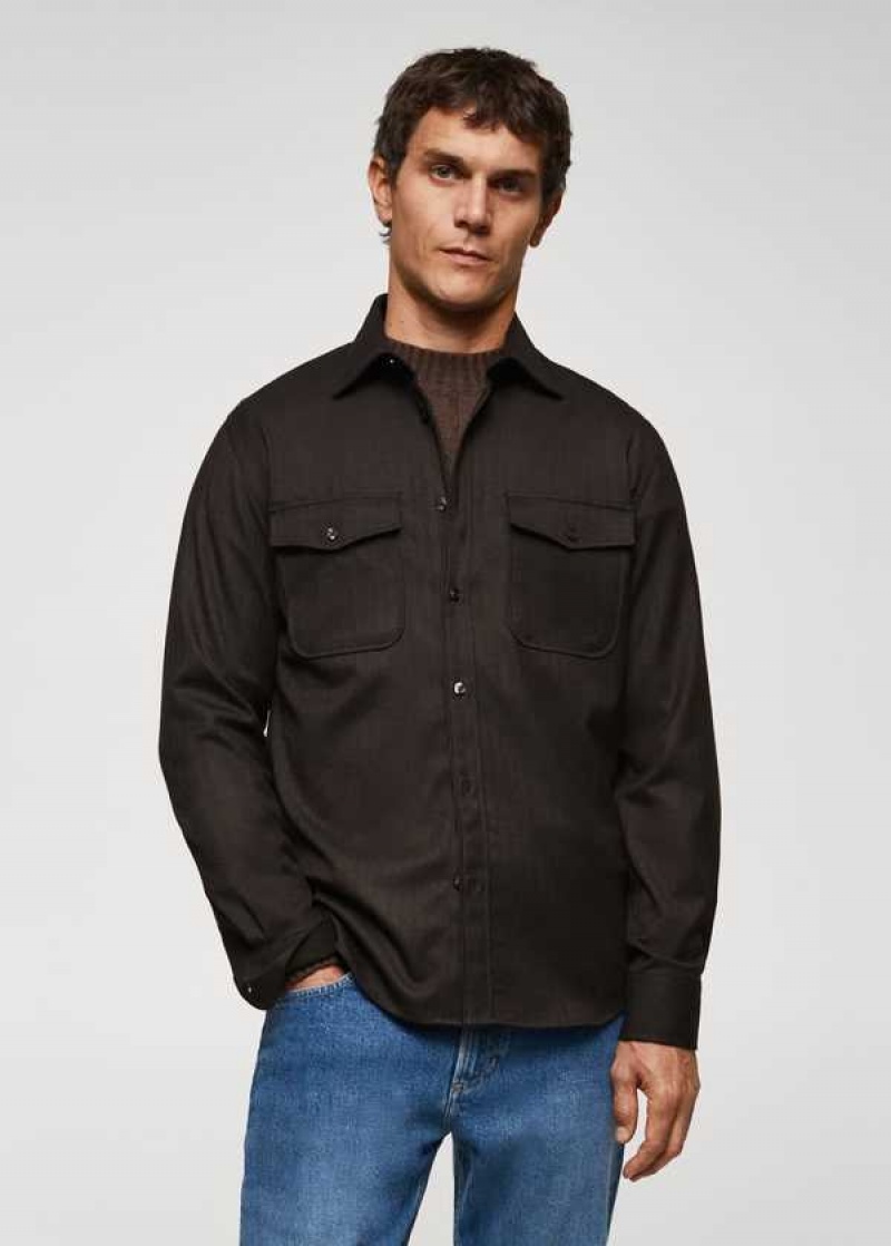 Mango Chest-pocket Bavlněné Overshirt | MNG-22128