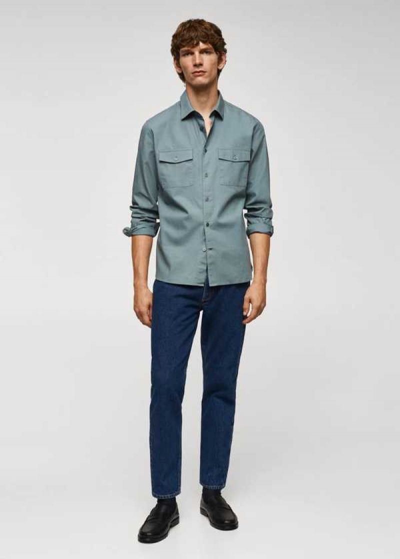 Mango Chest-pocket Bavlněné Overshirt | MNG-22098