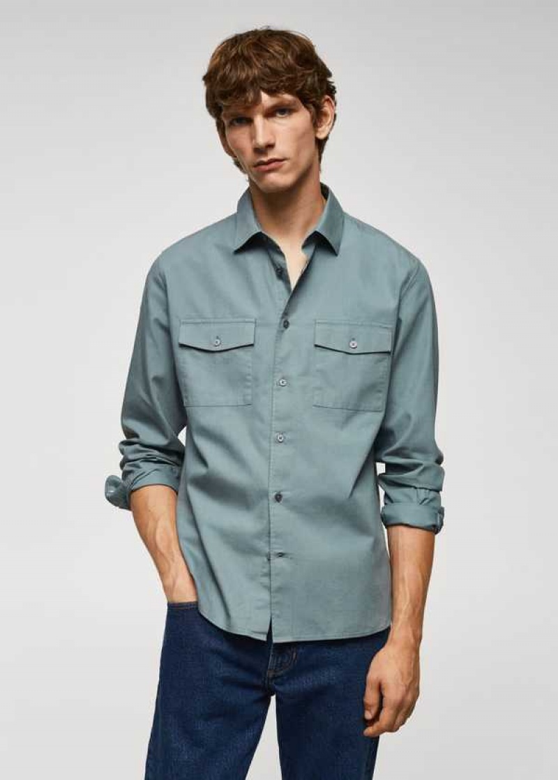 Mango Chest-pocket Bavlněné Overshirt | MNG-22098