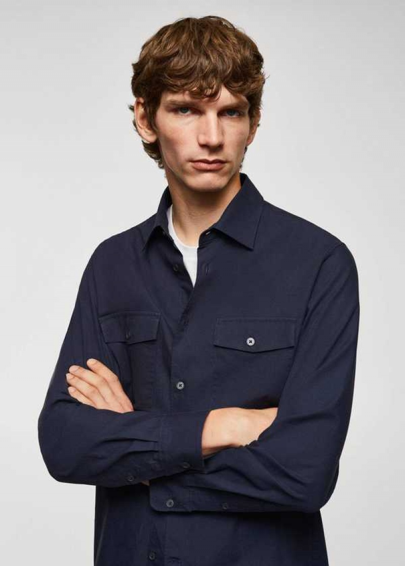 Mango Chest-pocket Bavlněné Overshirt | MNG-21974