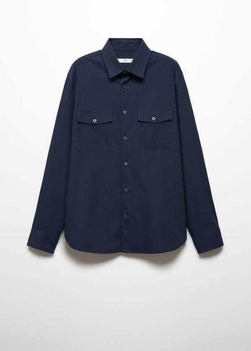 Mango Chest-pocket Bavlněné Overshirt | MNG-21974