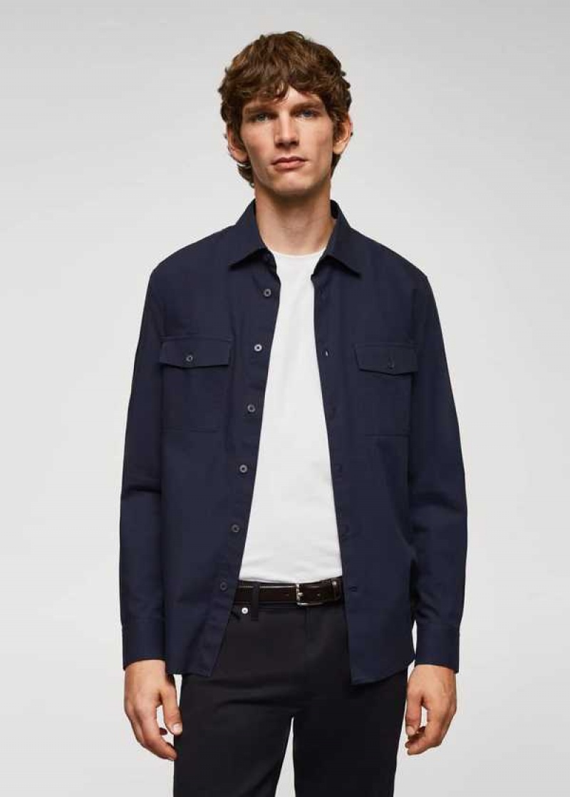 Mango Chest-pocket Bavlněné Overshirt | MNG-21974