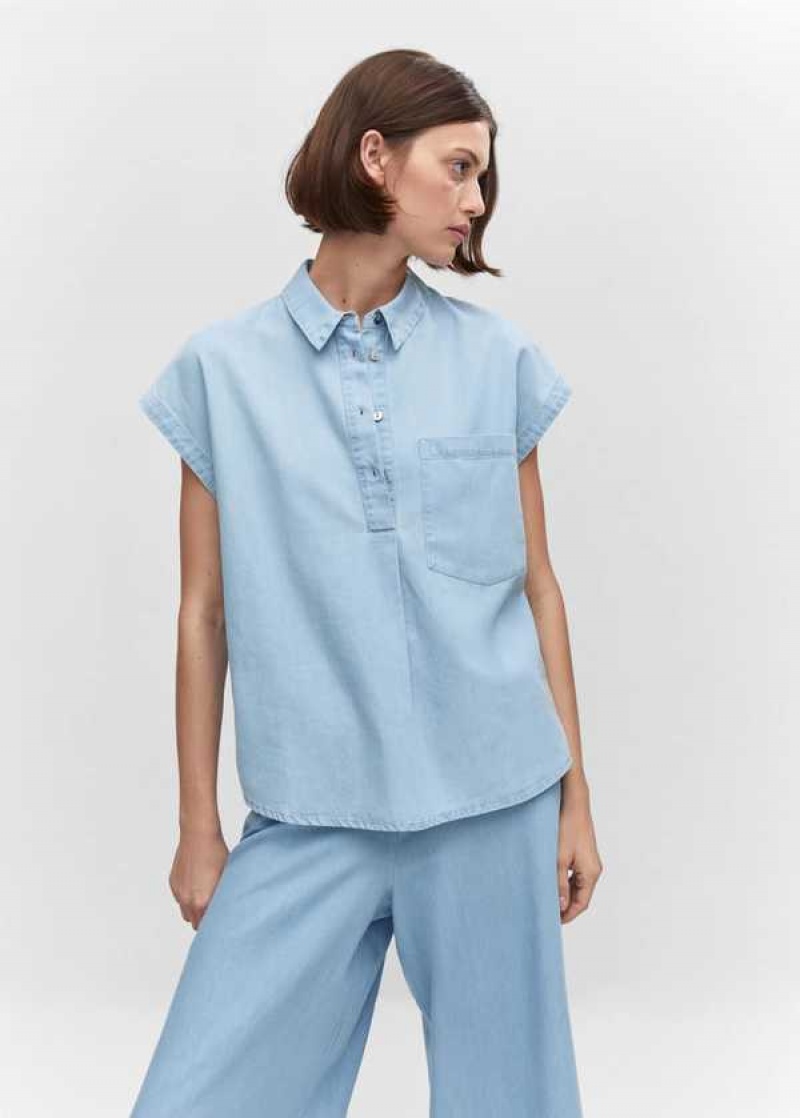 Mango Chest-pocket Bavlněné Shirt | MNG-25299