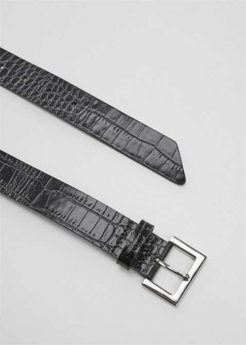 Mango Croc-effect Læder Belt | MNG-22945