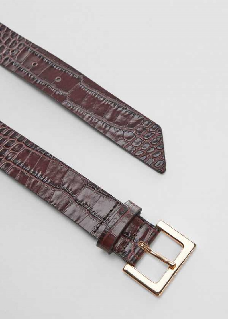 Mango Croc-effect Læder Belt | MNG-22950