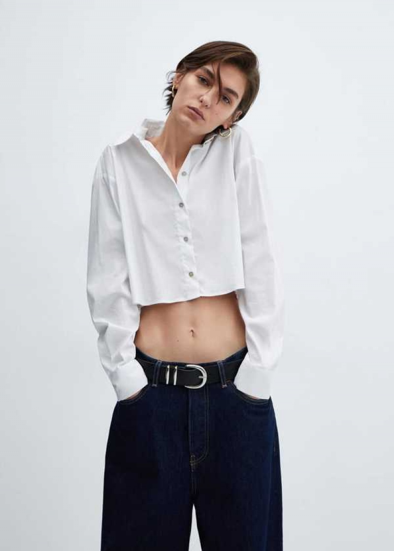 Mango Cropped Bavlněné Shirt | MNG-25225