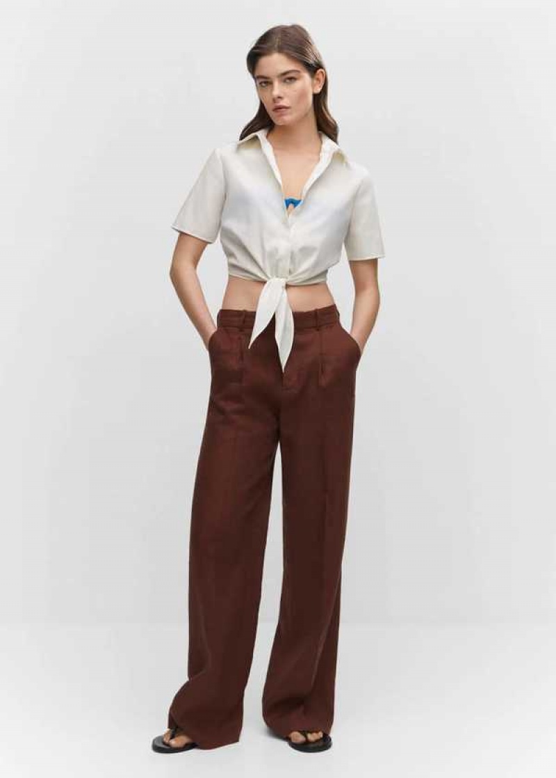 Mango Cropped Shirt With Knot | MNG-25290