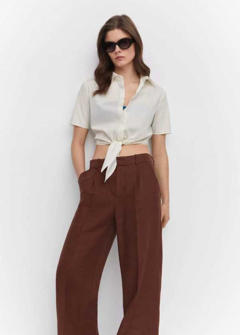 Mango Cropped Shirt With Knot | MNG-25290