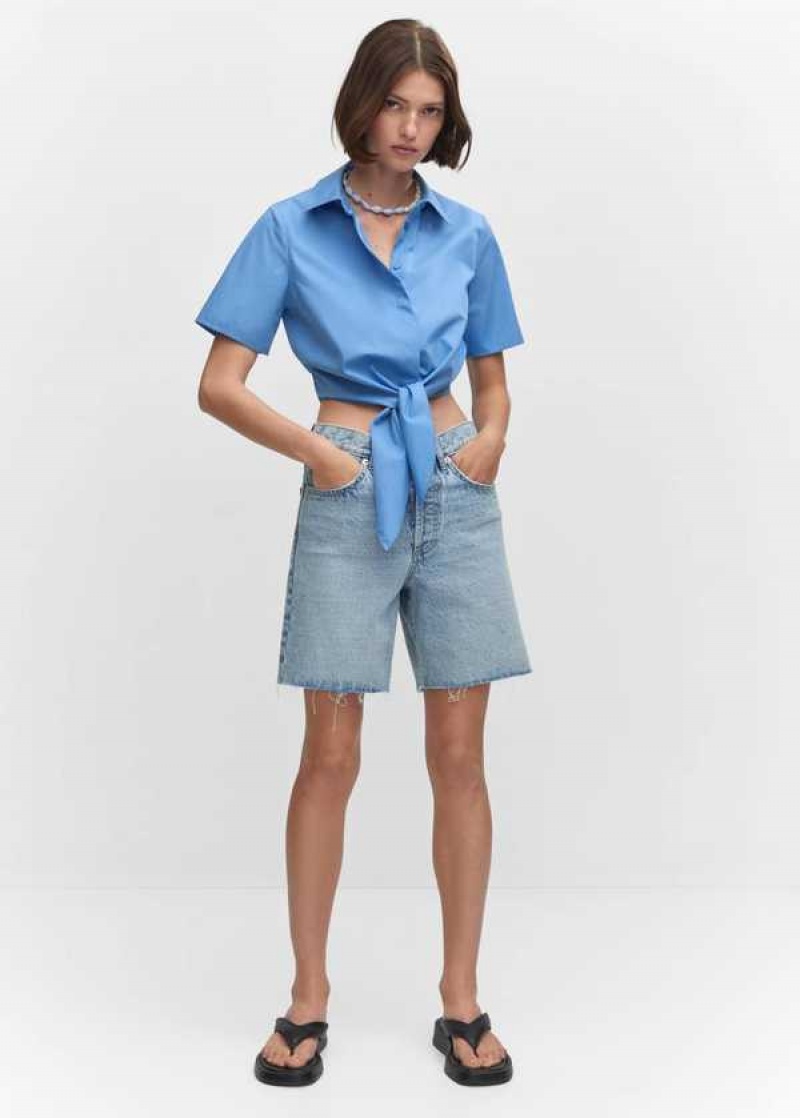 Mango Cropped Shirt With Knot | MNG-25291