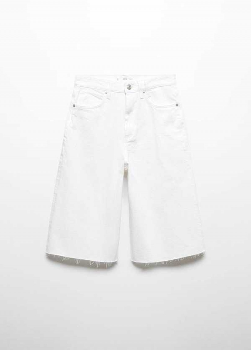 Mango Denim Bermuda Shorts With Frayed Hem | MNG-23813