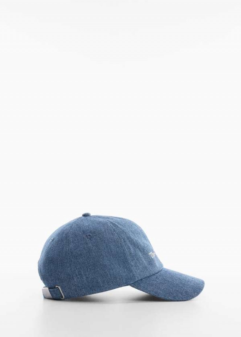 Mango Denim Cap With Message | MNG-22680