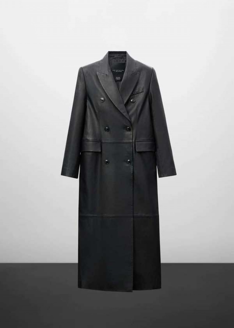 Mango Double-breasted Læder Coat | MNG-25188