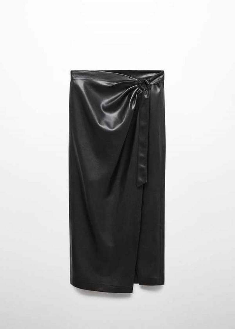 Mango Draped Læder-effect Midi-skirt | MNG-24207