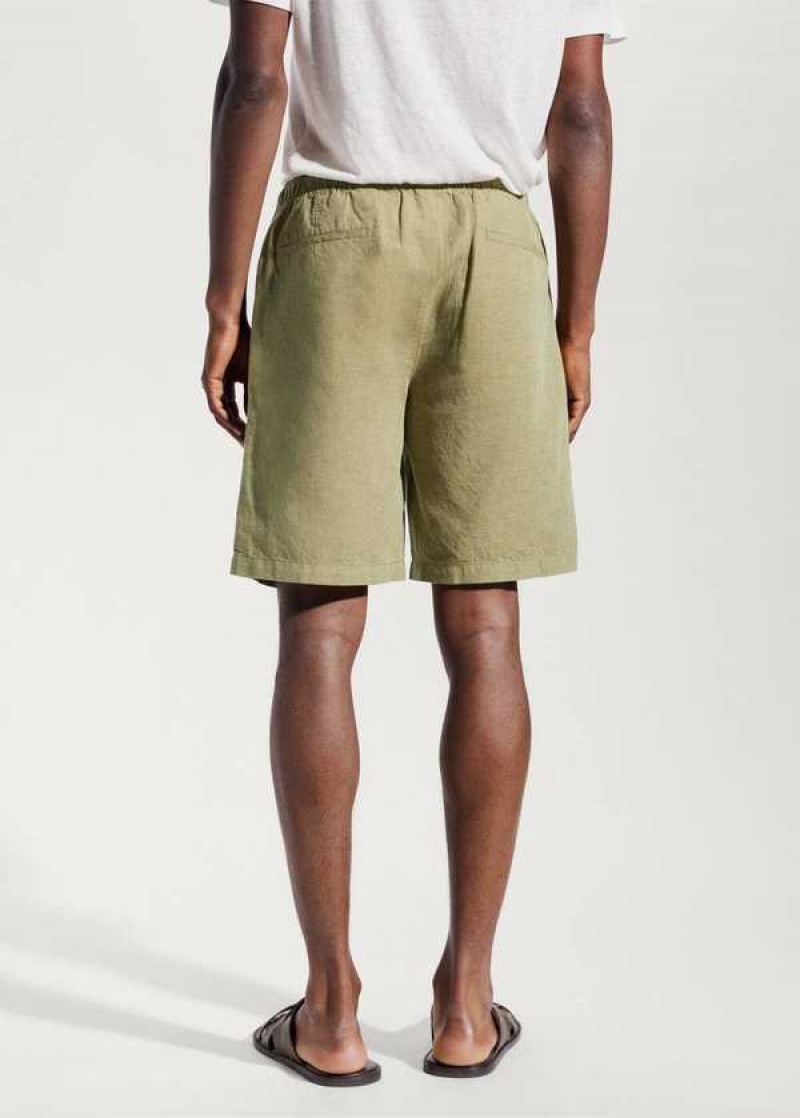 Mango Drawstring Linen Bermuda Shorts | MNG-22476