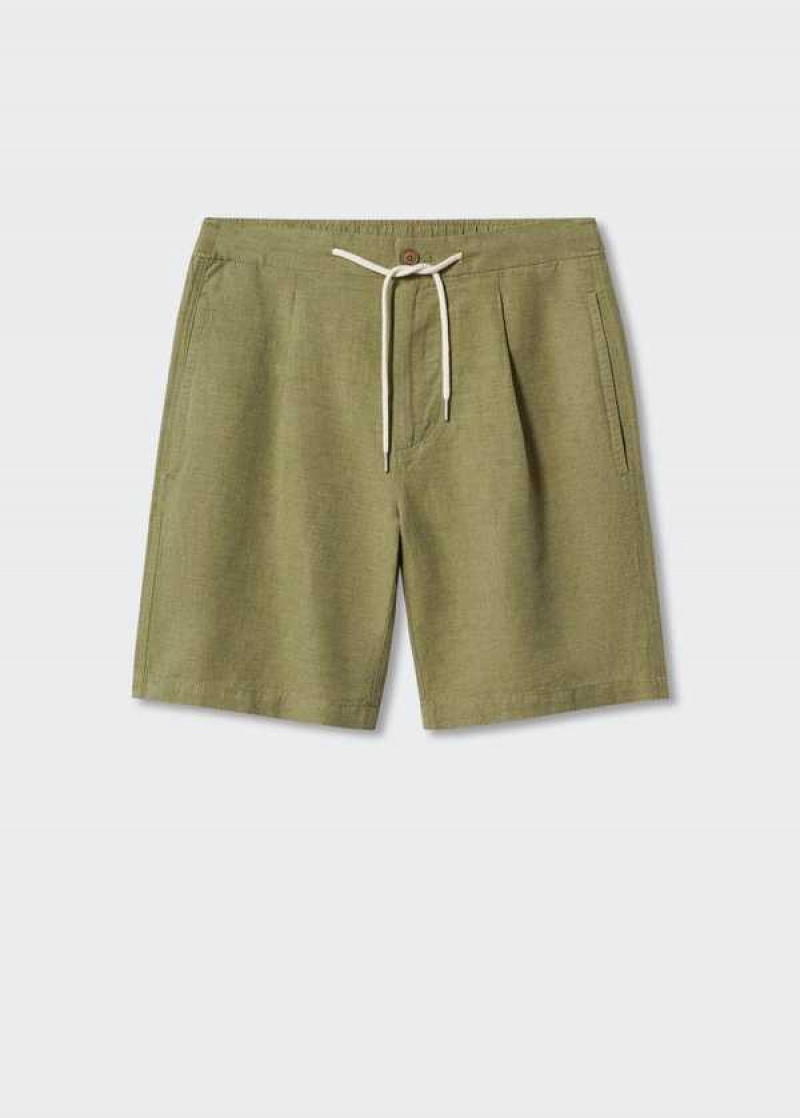 Mango Drawstring Linen Bermuda Shorts | MNG-22476