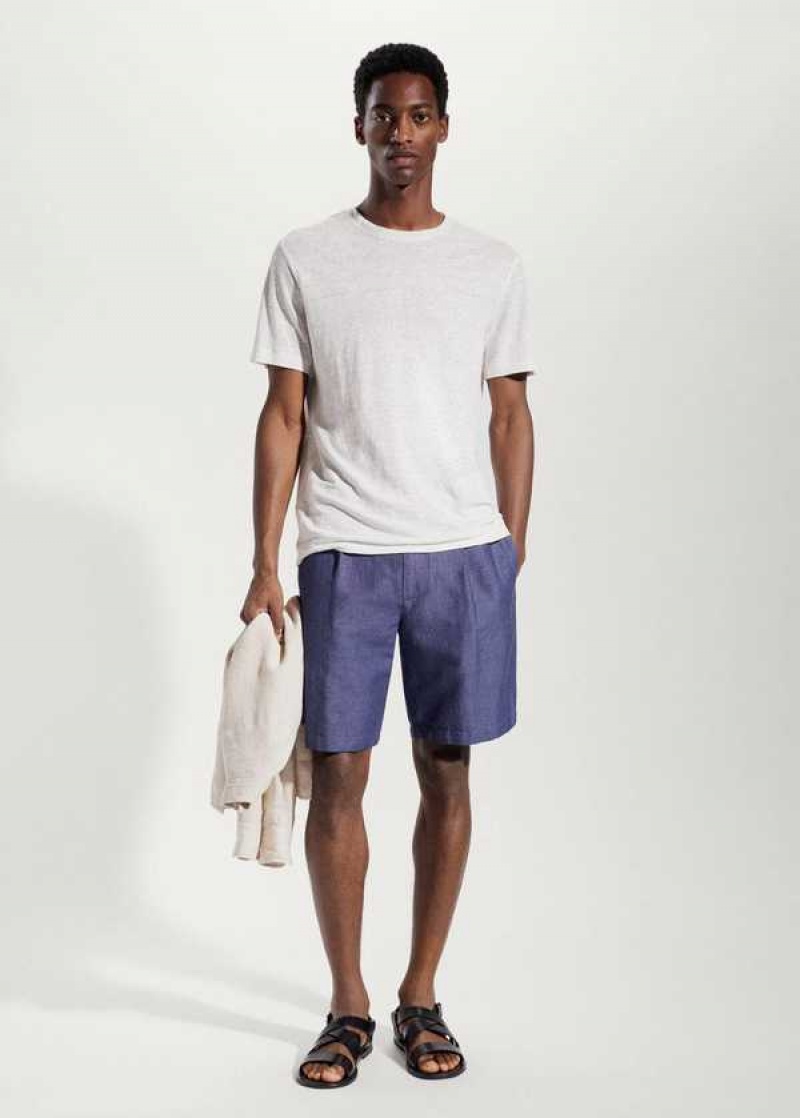 Mango Drawstring Linen Bermuda Shorts | MNG-22475