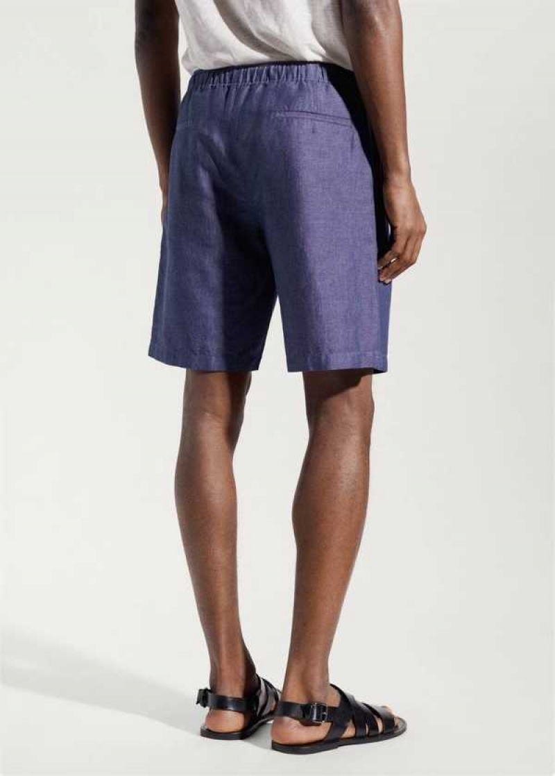 Mango Drawstring Linen Bermuda Shorts | MNG-22475