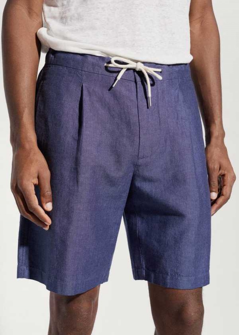 Mango Drawstring Linen Bermuda Shorts | MNG-22475