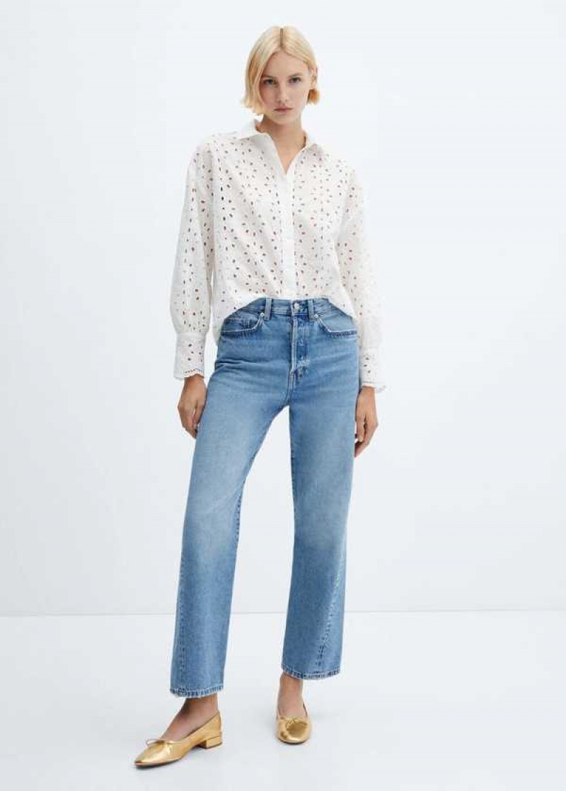 Mango Embroidered Bavlněné Shirt | MNG-25380