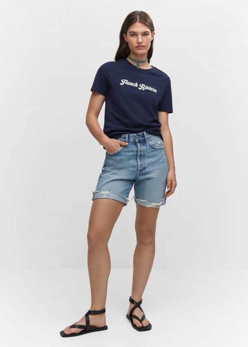 Mango Embroidered Message T-shirt | MNG-25056