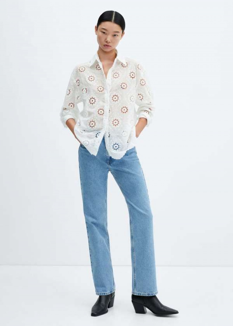 Mango Embroidered Openwork Shirt | MNG-25236