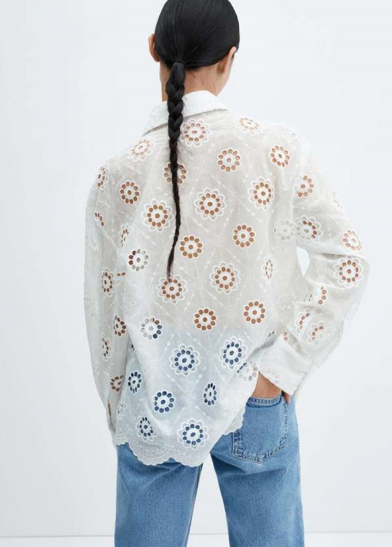 Mango Embroidered Openwork Shirt | MNG-25236