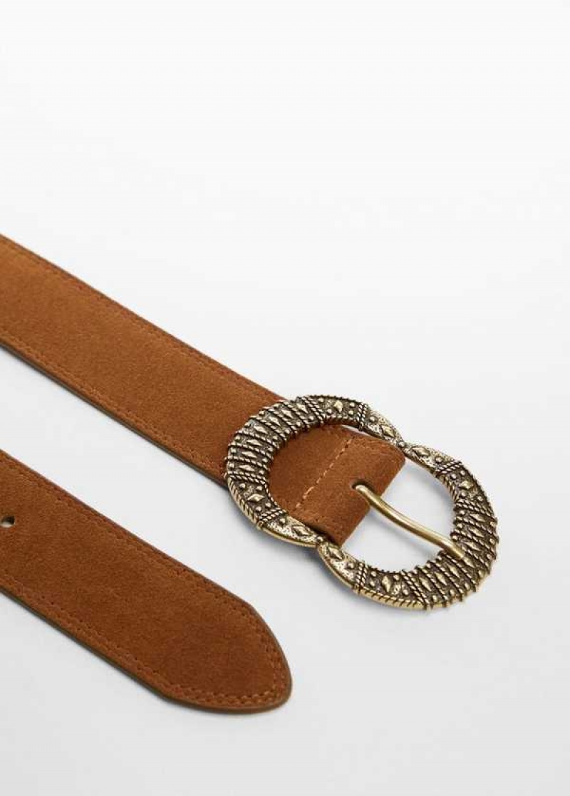 Mango Engraved Přezkou Læder Belt | MNG-22985