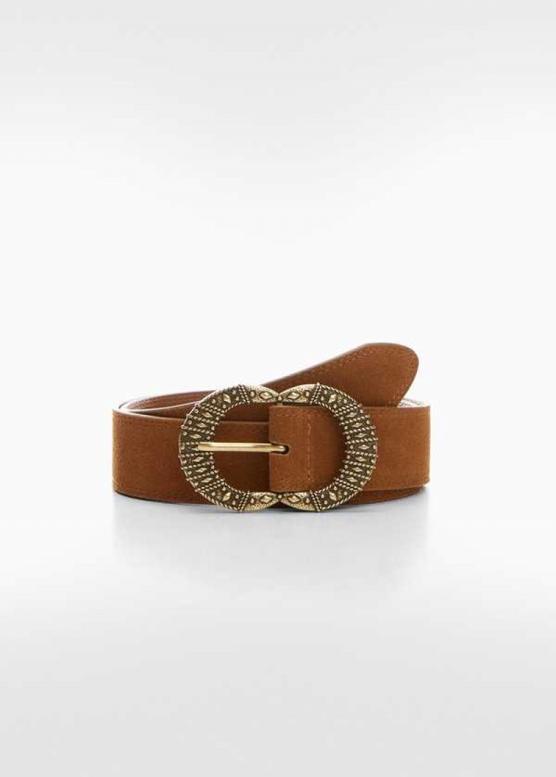 Mango Engraved Přezkou Læder Belt | MNG-22985