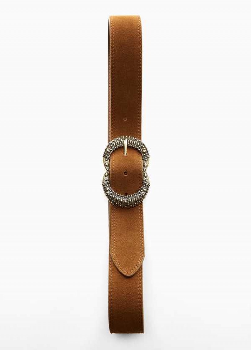 Mango Engraved Přezkou Læder Belt | MNG-22985